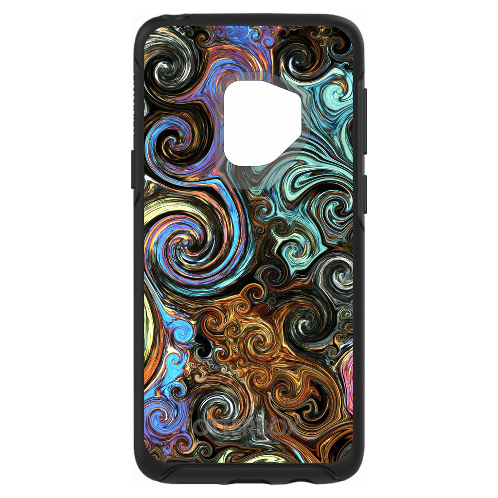 Gold Brown Black Blue Abstract Swirls OtterBox Symmetry Case for iPhone & Galaxy, view 8