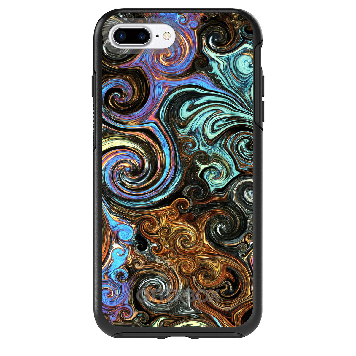 Gold Brown Black Blue Abstract Swirls OtterBox Symmetry Case for iPhone & Galaxy, view 2