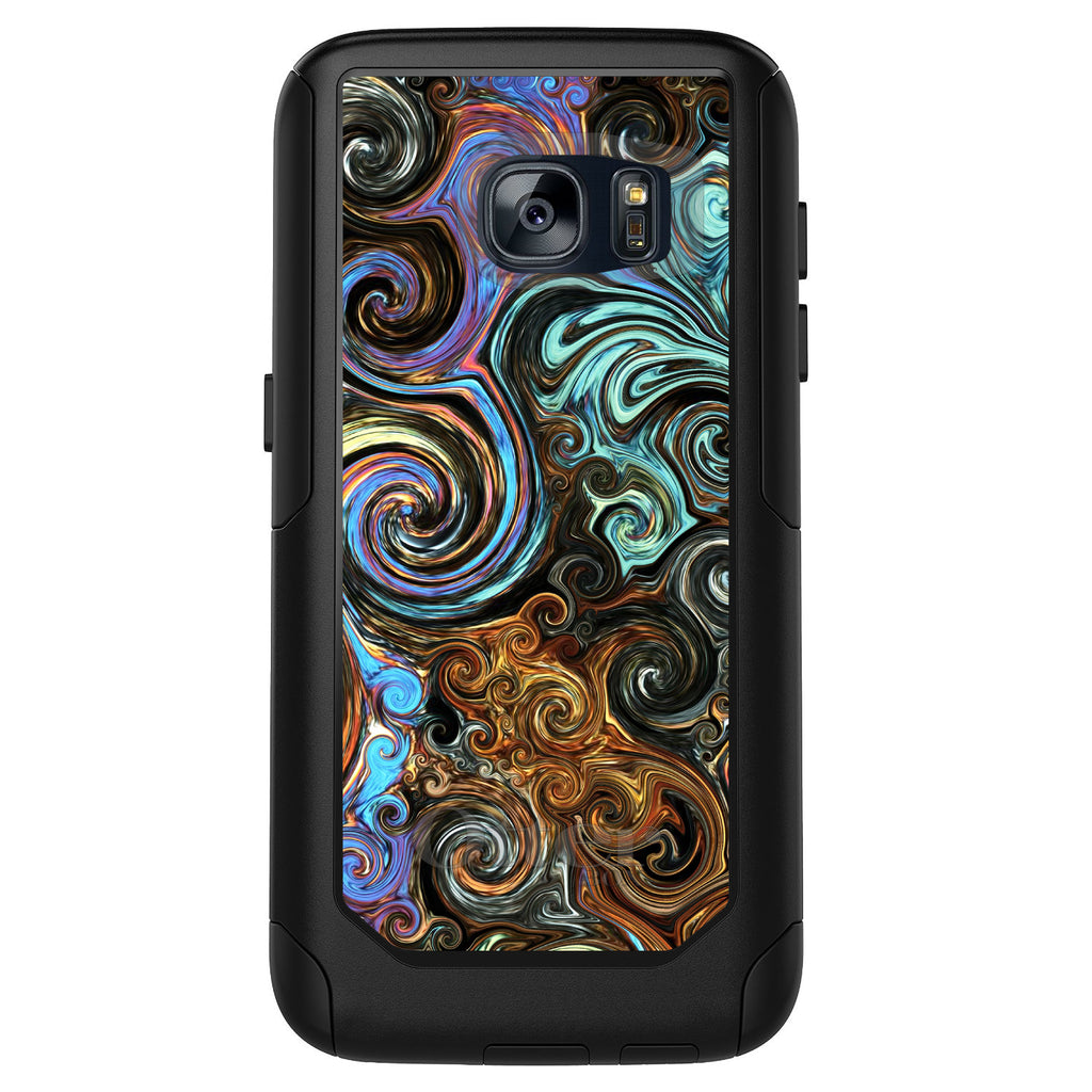 Gold Brown Black Blue Abstract Swirls OtterBox Commuter Case for iPhone & Galaxy, view 11