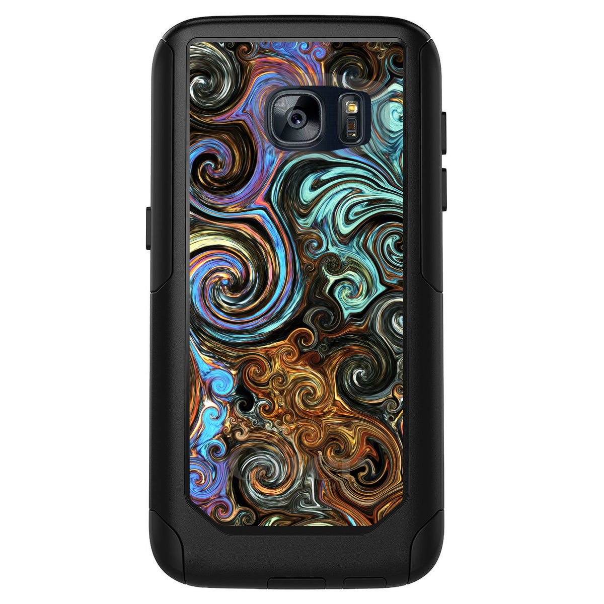 Gold Brown Black Blue Abstract Swirls OtterBox Commuter Case for iPhone & Galaxy, view 11