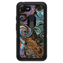 DistinctInk™ OtterBox Defender Series Case for Apple iPhone / Samsung Galaxy / Google Pixel - Gold Brown Black Blue Abstract Swirls