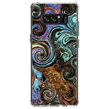 DistinctInk® Clear Shockproof Hybrid Case for Apple iPhone / Samsung Galaxy / Google Pixel - Gold Brown Black Blue Abstract Swirls