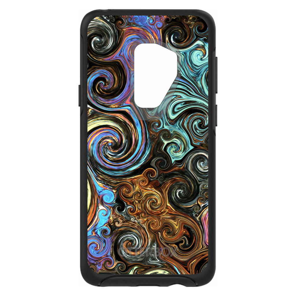 Gold Brown Black Blue Abstract Swirls OtterBox Symmetry Case for iPhone & Galaxy, view 9