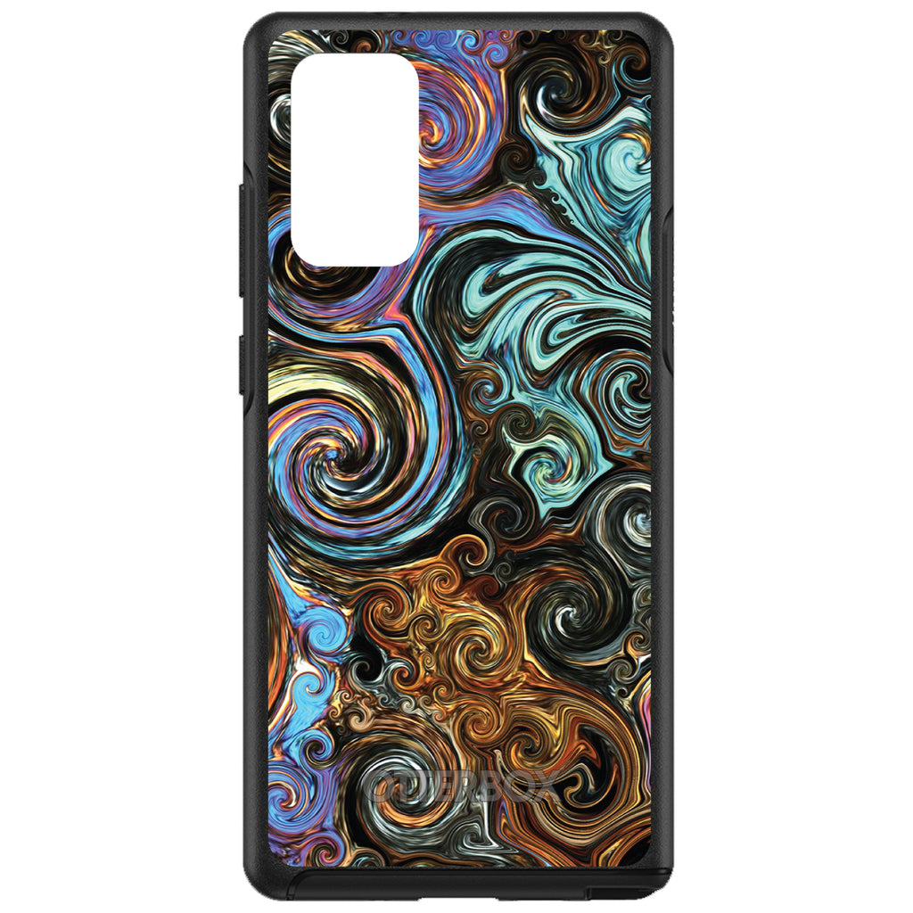 Gold Brown Black Blue Abstract Swirls OtterBox Symmetry Case for iPhone & Galaxy, view 10