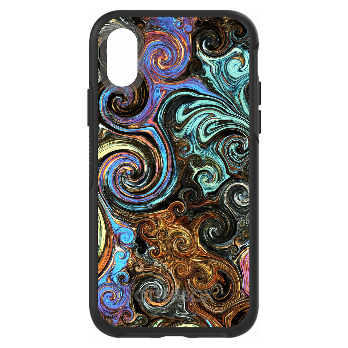 Gold Brown Black Blue Abstract Swirls OtterBox Symmetry Case for iPhone & Galaxy, view 4
