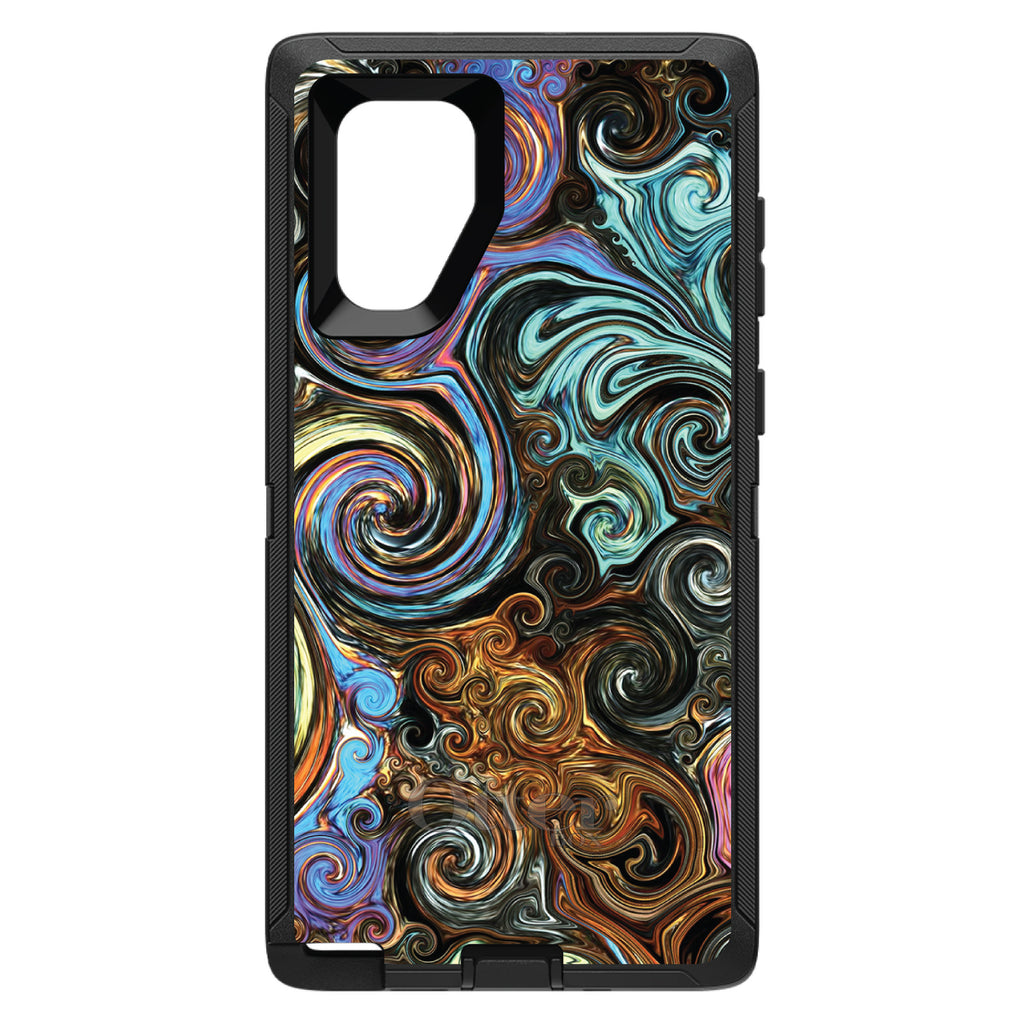 Gold Brown Black Blue Abstract Swirls OtterBox Defender Case for iPhone & Galaxy, view 15