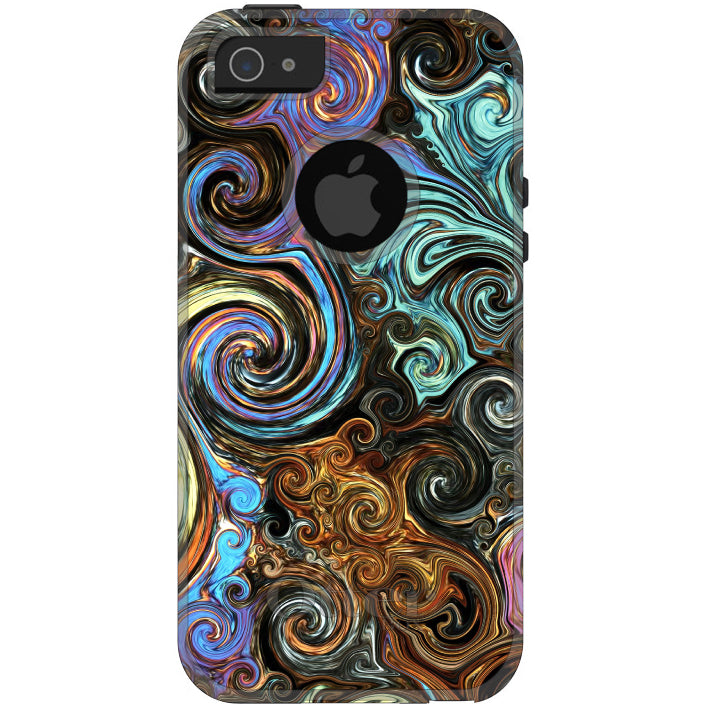 Gold Brown Black Blue Abstract Swirls OtterBox Commuter Case for iPhone & Galaxy, view 5