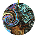 Gold Brown Black Blue Abstract Swirls Ceramic Ornament