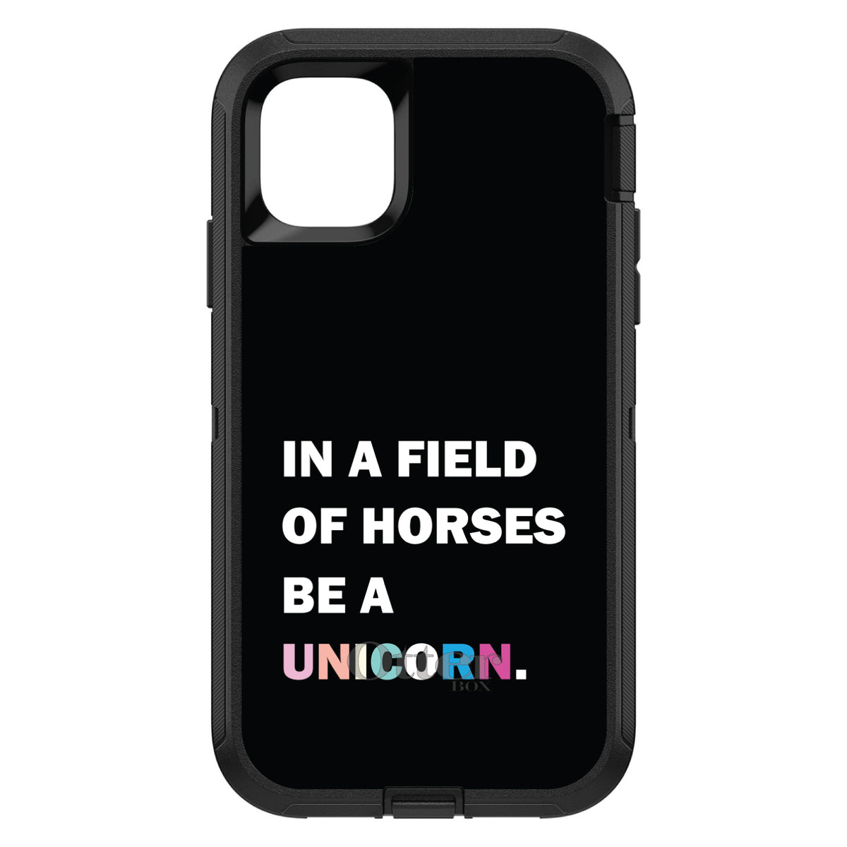In a Field of Horses, Be a Unicorn, Rainbow OtterBox Defender Case for iPhone & Galaxy, view 2
