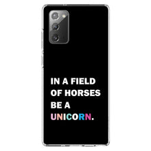 DistinctInk® Clear Shockproof Hybrid Case for Apple iPhone / Samsung Galaxy / Google Pixel - In a Field of Horses, Be a Unicorn - Rainbow
