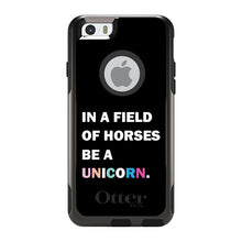 DistinctInk™ OtterBox Commuter Series Case for Apple iPhone or Samsung Galaxy - In a Field of Horses, Be a Unicorn - Rainbow