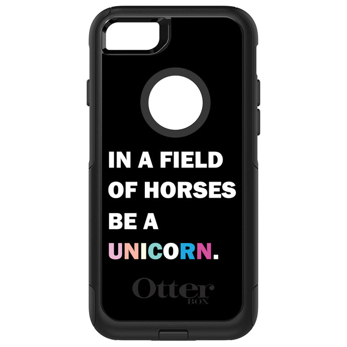 DistinctInk OtterBox Commuter Series Case for Apple iPhone or Samsung Galaxy - In a Field of Horses, Be a Unicorn - Rainbow