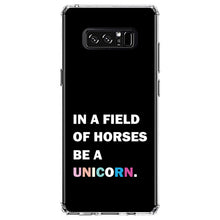DistinctInk® Clear Shockproof Hybrid Case for Apple iPhone / Samsung Galaxy / Google Pixel - In a Field of Horses, Be a Unicorn - Rainbow