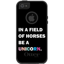 DistinctInk™ OtterBox Commuter Series Case for Apple iPhone or Samsung Galaxy - In a Field of Horses, Be a Unicorn - Rainbow