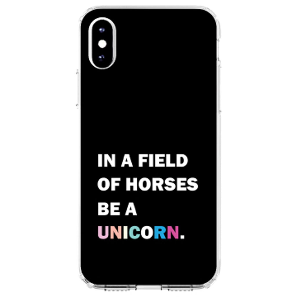 In a Field of Horses, Be a Unicorn, Rainbow Clear Shockproof iPhone Case, view 2
