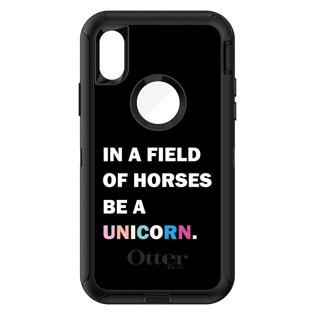 In a Field of Horses, Be a Unicorn, Rainbow OtterBox Defender Case for iPhone & Galaxy, view 3
