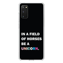 DistinctInk® Clear Shockproof Hybrid Case for Apple iPhone / Samsung Galaxy / Google Pixel - In a Field of Horses, Be a Unicorn - Rainbow