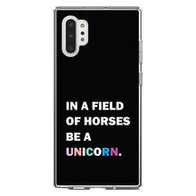 DistinctInk® Clear Shockproof Hybrid Case for Apple iPhone / Samsung Galaxy / Google Pixel - In a Field of Horses, Be a Unicorn - Rainbow