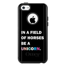 DistinctInk™ OtterBox Commuter Series Case for Apple iPhone or Samsung Galaxy - In a Field of Horses, Be a Unicorn - Rainbow