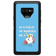 DistinctInk™ OtterBox Defender Series Case for Apple iPhone / Samsung Galaxy / Google Pixel - In a Field of Horses, Be a Unicorn - Blue