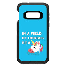 DistinctInk™ OtterBox Defender Series Case for Apple iPhone / Samsung Galaxy / Google Pixel - In a Field of Horses, Be a Unicorn - Blue