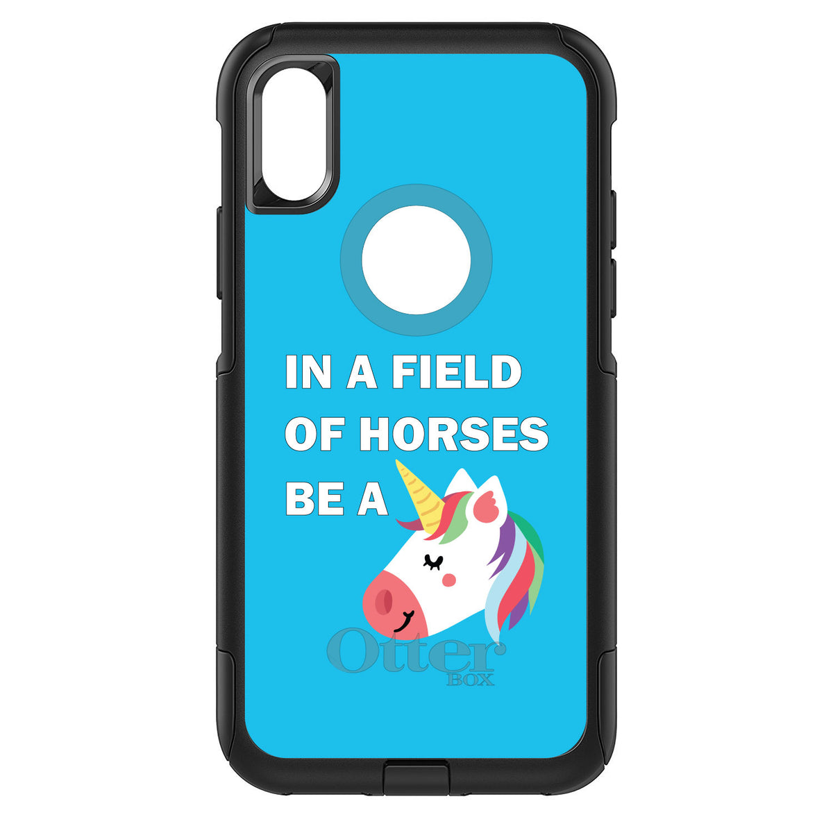 In a Field of Horses, Be a Unicorn, Blue OtterBox Commuter Case for iPhone & Galaxy, view 3