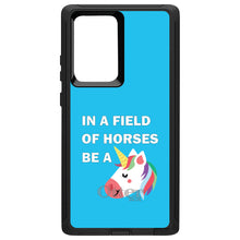 DistinctInk™ OtterBox Defender Series Case for Apple iPhone / Samsung Galaxy / Google Pixel - In a Field of Horses, Be a Unicorn - Blue