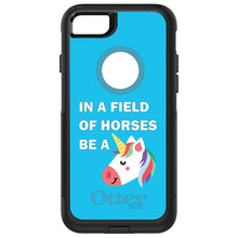 DistinctInk™ OtterBox Commuter Series Case for Apple iPhone or Samsung Galaxy - In a Field of Horses, Be a Unicorn - Blue