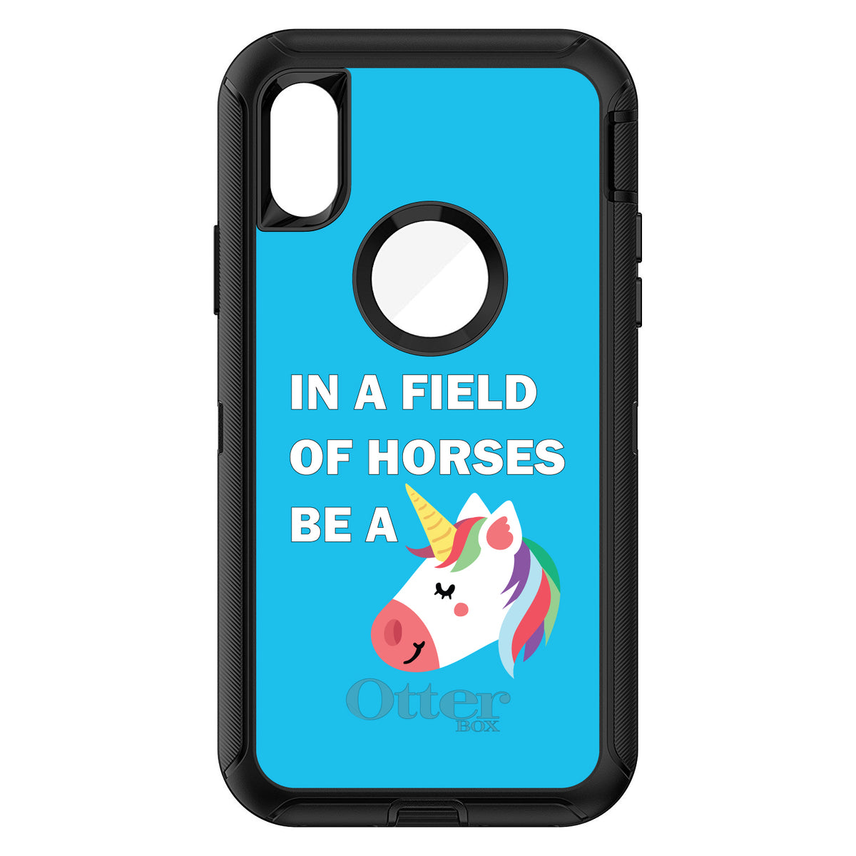 In a Field of Horses, Be a Unicorn, Blue OtterBox Defender Case for iPhone & Galaxy, view 3