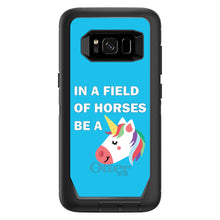 DistinctInk™ OtterBox Defender Series Case for Apple iPhone / Samsung Galaxy / Google Pixel - In a Field of Horses, Be a Unicorn - Blue