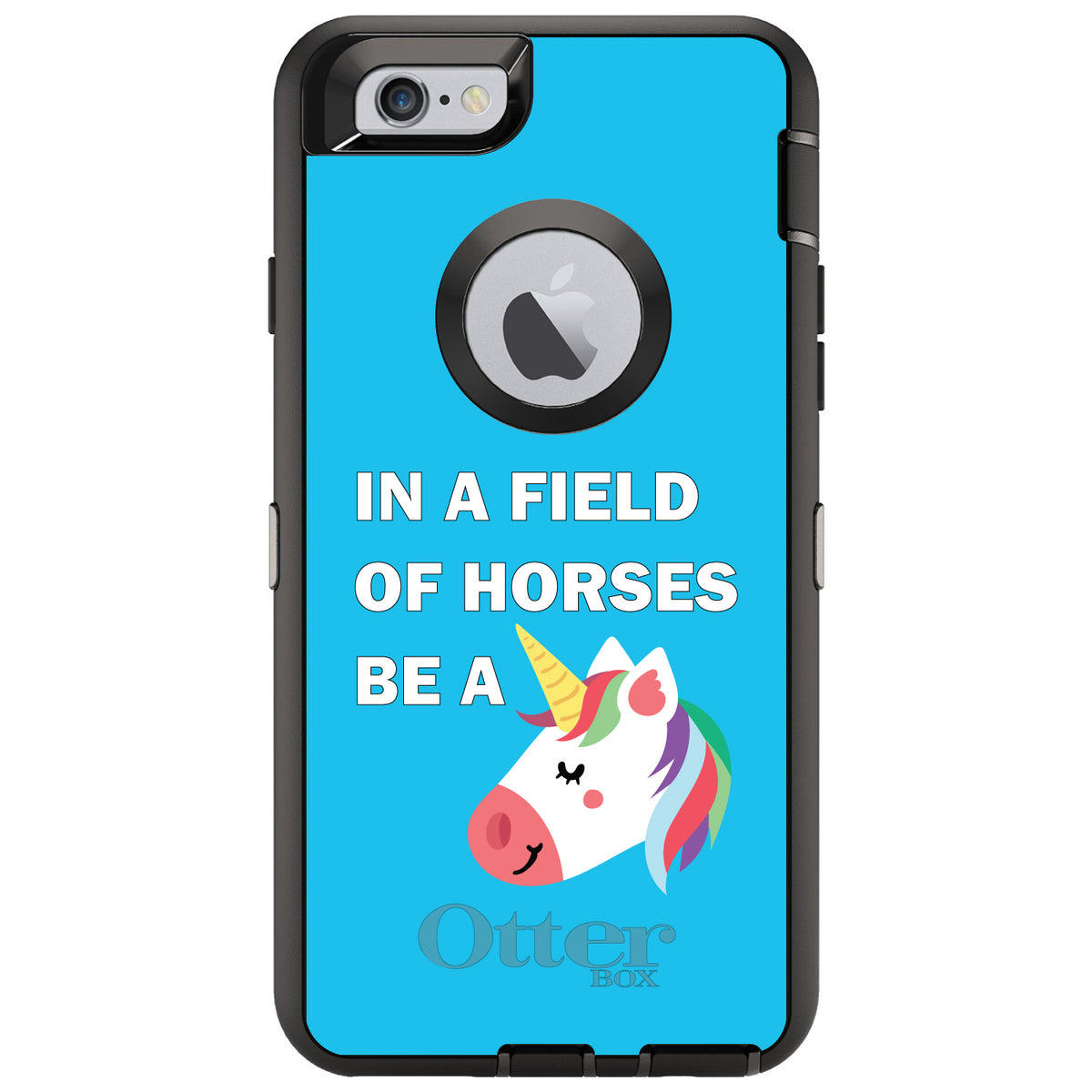 In a Field of Horses, Be a Unicorn, Blue OtterBox Defender Case for iPhone & Galaxy, view 4