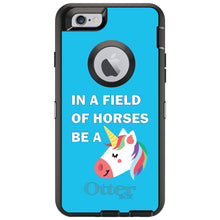 DistinctInk™ OtterBox Defender Series Case for Apple iPhone / Samsung Galaxy / Google Pixel - In a Field of Horses, Be a Unicorn - Blue
