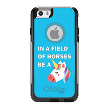 DistinctInk™ OtterBox Commuter Series Case for Apple iPhone or Samsung Galaxy - In a Field of Horses, Be a Unicorn - Blue