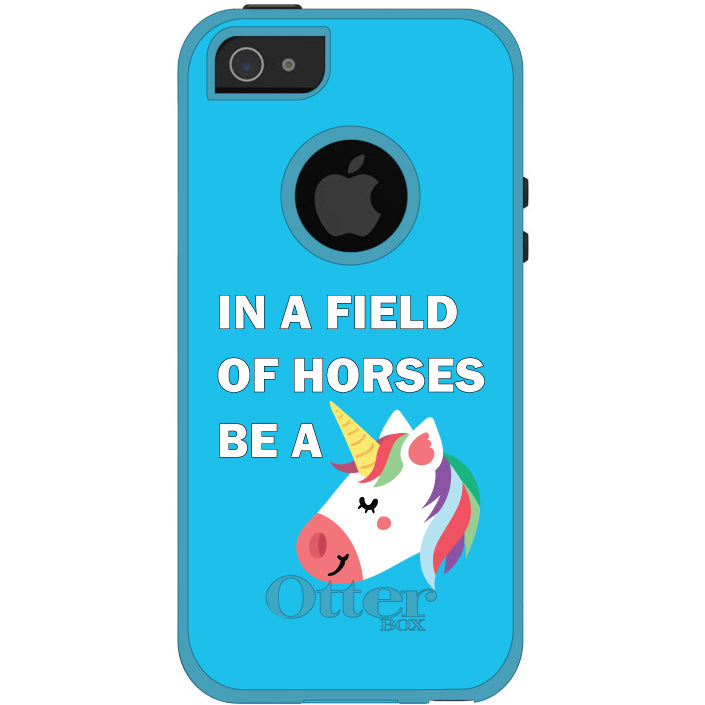 In a Field of Horses, Be a Unicorn, Blue OtterBox Commuter Case for iPhone & Galaxy, view 5