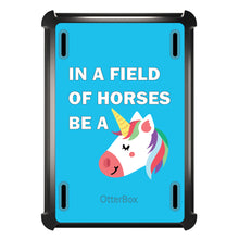 DistinctInk™ OtterBox Defender Series Case for Apple iPad / iPad Pro / iPad Air / iPad Mini - In a Field of Horses, Be a Unicorn - Blue