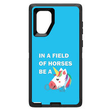 DistinctInk™ OtterBox Defender Series Case for Apple iPhone / Samsung Galaxy / Google Pixel - In a Field of Horses, Be a Unicorn - Blue