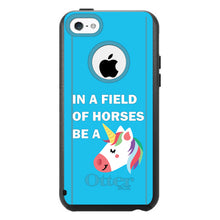 DistinctInk™ OtterBox Commuter Series Case for Apple iPhone or Samsung Galaxy - In a Field of Horses, Be a Unicorn - Blue