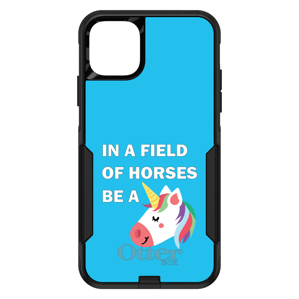 In a Field of Horses, Be a Unicorn, Blue OtterBox Commuter Case for iPhone & Galaxy, view 2