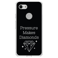 DistinctInk® Clear Shockproof Hybrid Case for Apple iPhone / Samsung Galaxy / Google Pixel - Pressure Makes Diamonds - Black / White