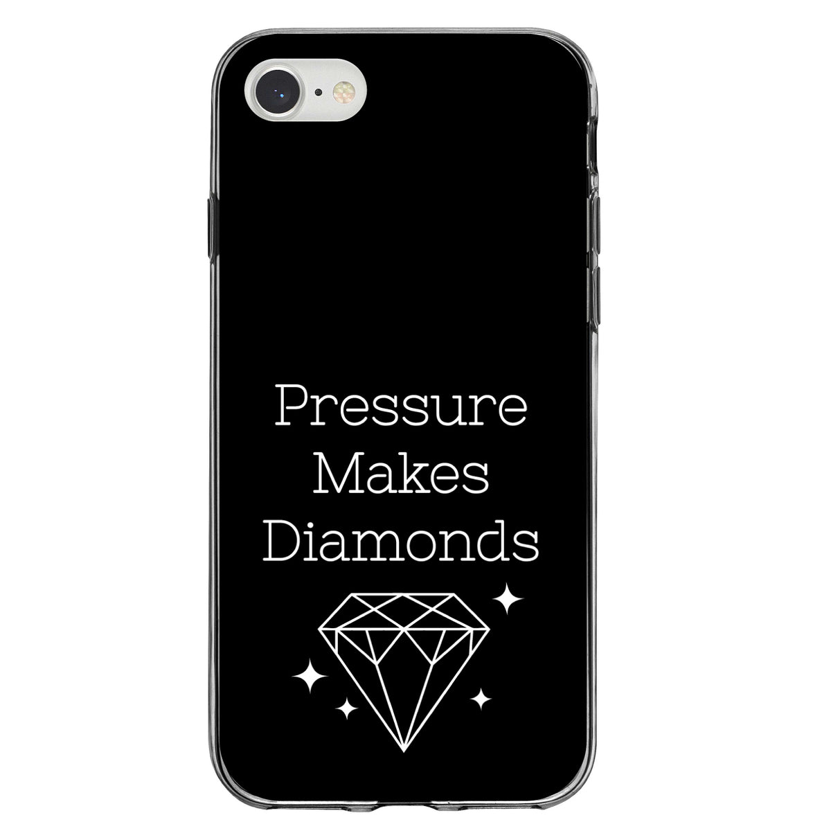 Pressure Makes Diamonds, Black / White Clear Shockproof iPhone Case, view 5