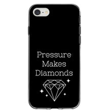 DistinctInk® Clear Shockproof Hybrid Case for Apple iPhone / Samsung Galaxy / Google Pixel - Pressure Makes Diamonds - Black / White