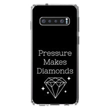 DistinctInk® Clear Shockproof Hybrid Case for Apple iPhone / Samsung Galaxy / Google Pixel - Pressure Makes Diamonds - Black / White