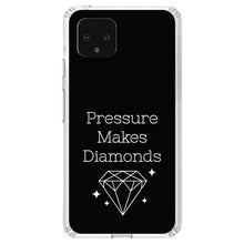 DistinctInk® Clear Shockproof Hybrid Case for Apple iPhone / Samsung Galaxy / Google Pixel - Pressure Makes Diamonds - Black / White