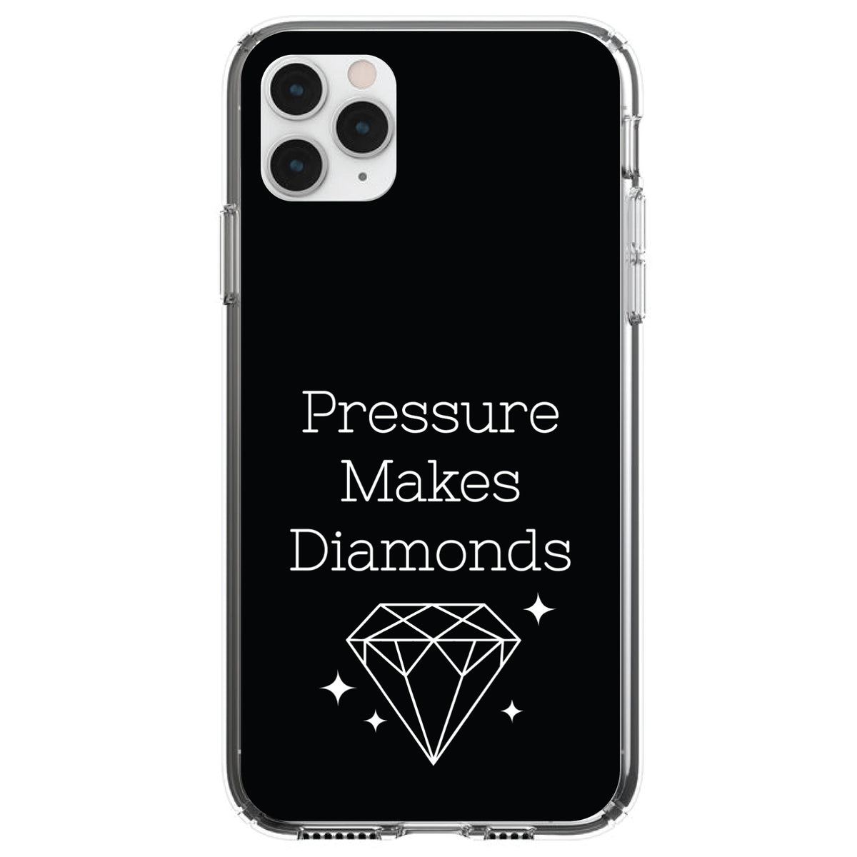 Pressure Makes Diamonds, Black / White Clear Shockproof iPhone Case