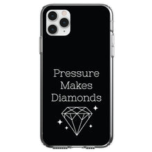 DistinctInk® Clear Shockproof Hybrid Case for Apple iPhone / Samsung Galaxy / Google Pixel - Pressure Makes Diamonds - Black / White