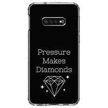 DistinctInk® Clear Shockproof Hybrid Case for Apple iPhone / Samsung Galaxy / Google Pixel - Pressure Makes Diamonds - Black / White
