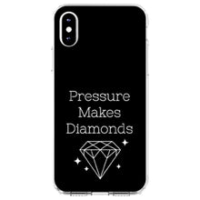 DistinctInk® Clear Shockproof Hybrid Case for Apple iPhone / Samsung Galaxy / Google Pixel - Pressure Makes Diamonds - Black / White