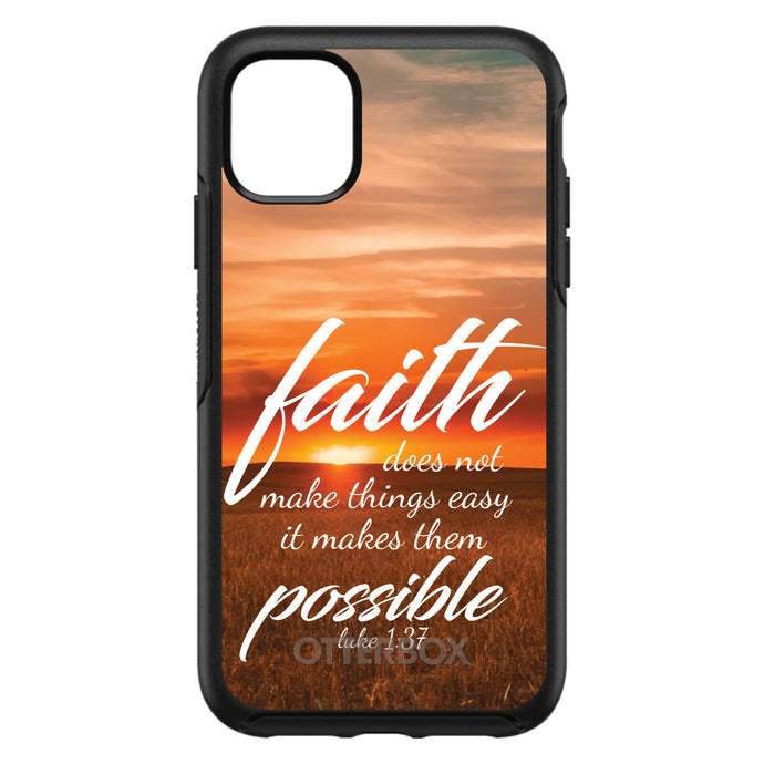 DistinctInk™ OtterBox Symmetry Series Case for Apple iPhone / Samsung Galaxy / Google Pixel - Luke 1:37 - Faith Does Not Make Things Easy, It Makes Them Possible