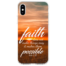 DistinctInk® Clear Shockproof Hybrid Case for Apple iPhone / Samsung Galaxy / Google Pixel - Luke 1:37 - Faith Does Not Make Things Easy, It Makes Them Possible
