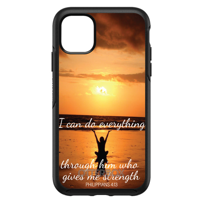 DistinctInk™ OtterBox Symmetry Series Case for Apple iPhone / Samsung Galaxy / Google Pixel - Philippians 4:13 - I can do everything through Him who gives me strength